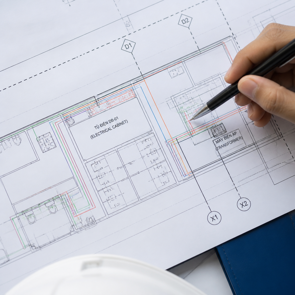 Bản vẽ chi tiết hệ thống điện nhà xưởng, yếu tố quan trọng khi thuê công ty điện nhà xưởng
