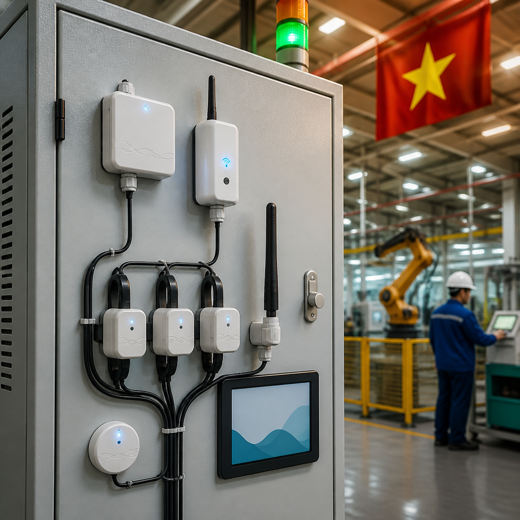 Bảng điều khiển điện nhà xưởng tích hợp các cảm biến IoT và hệ thống tự động hóa tiên tiến