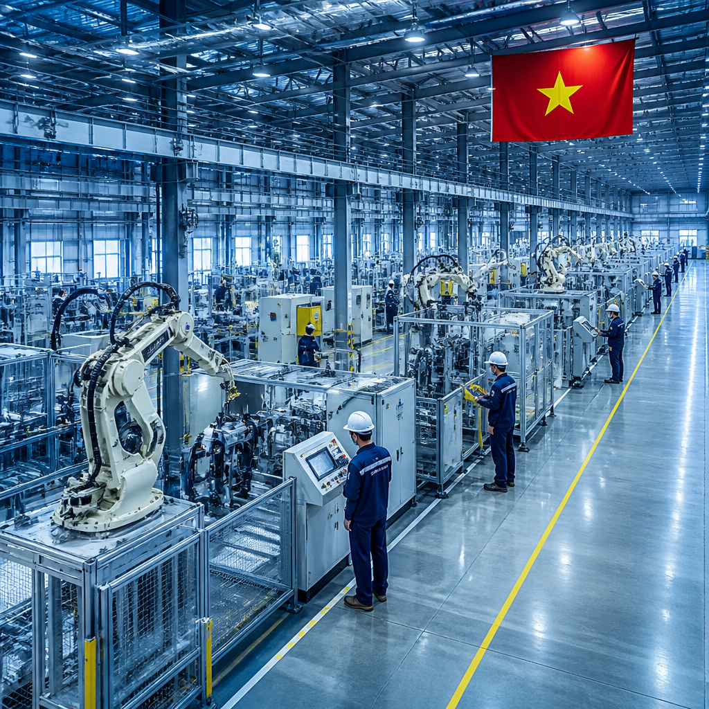 Nội thất nhà xưởng hiện đại với hệ thống chiếu sáng và thông gió tối ưu