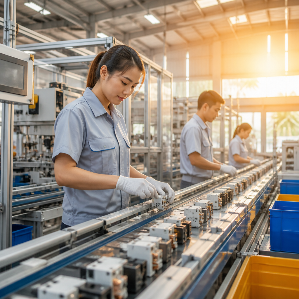 Thiết bị điện công nghiệp chất lượng cao được sắp xếp gọn gàng